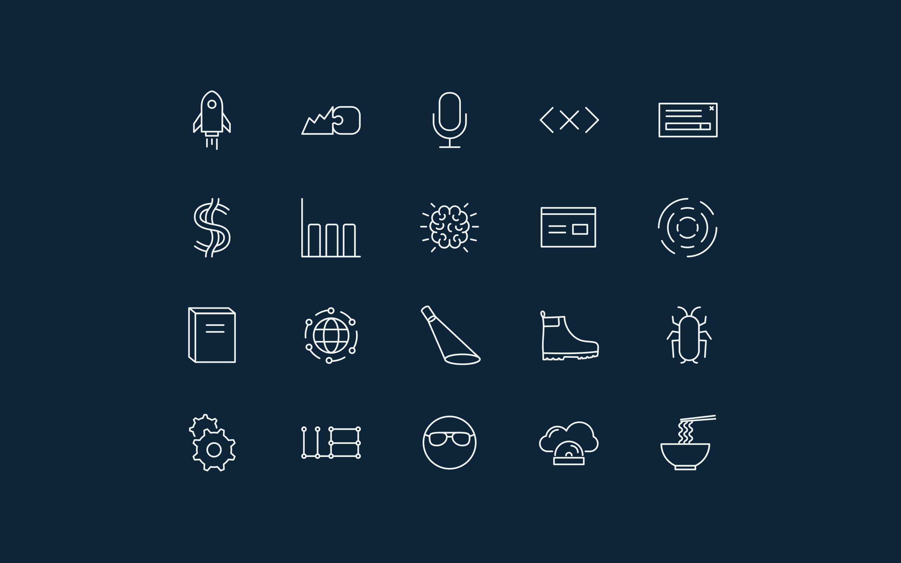 A collection of indie maker themed vector icons.